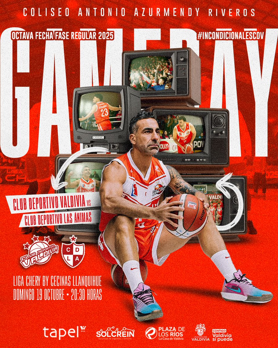 🔴 | GAME DAY

🆚 CD Las Ánimas.
⌚ HOY - 20:30 hrs.
🏟️ Coliseo Antonio Azurmendy.
🎟️ Venta de entradas en boleterías desde las 18:30 hrs.
❗Venta en boletería sólo con efectivo.
Niños de hasta 10 años entran gratis a galería. 
📍Apertura de puertas a las 19:00 hrs.