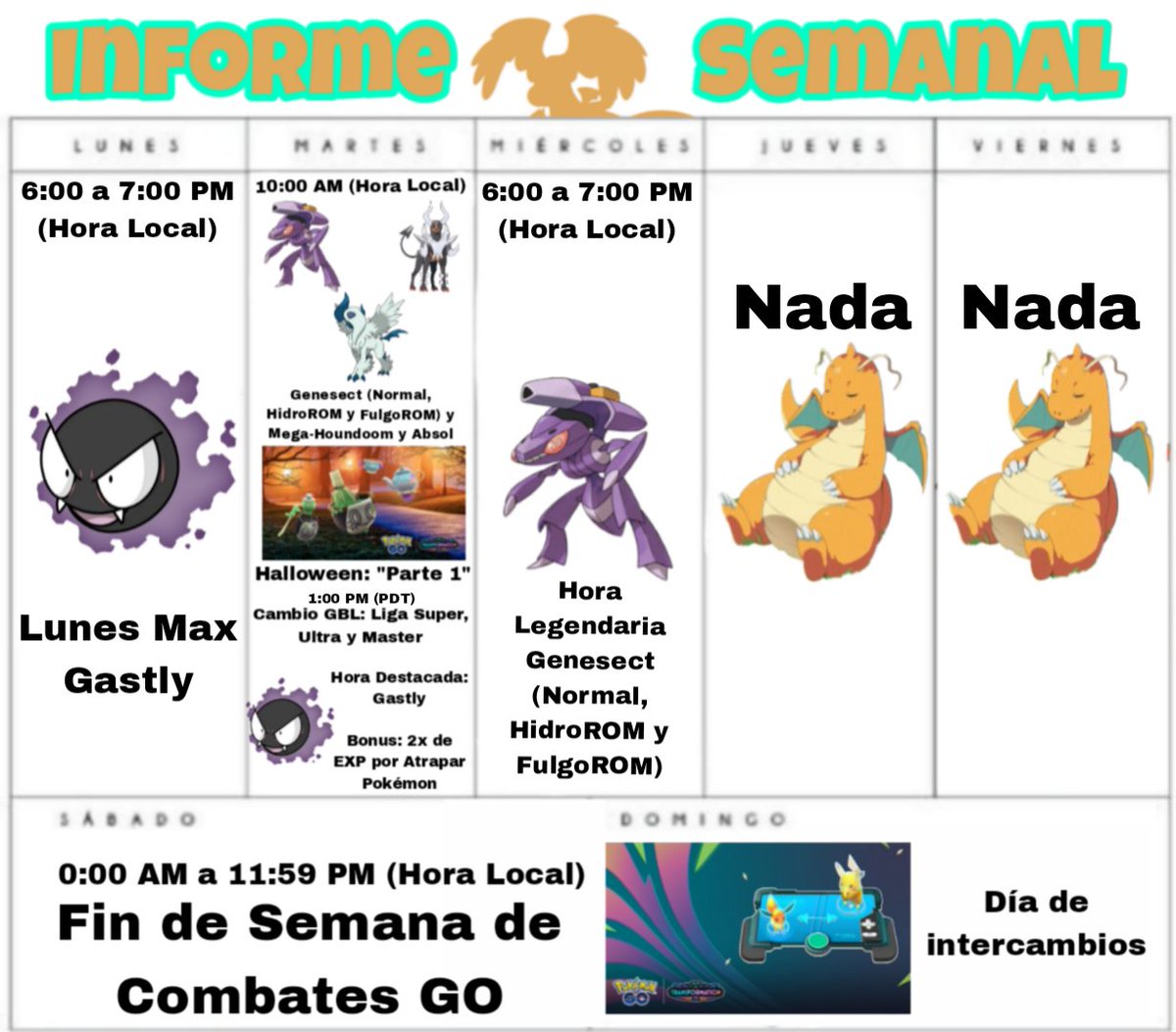 📣ANUNCIO📣

Aquí les traigo su Informe Semanal en forma de Calendario, con todo lo que ocurrirá en Pokémon GO está semana, espero les sea de ayuda ✨ 

#PokemonGOApp