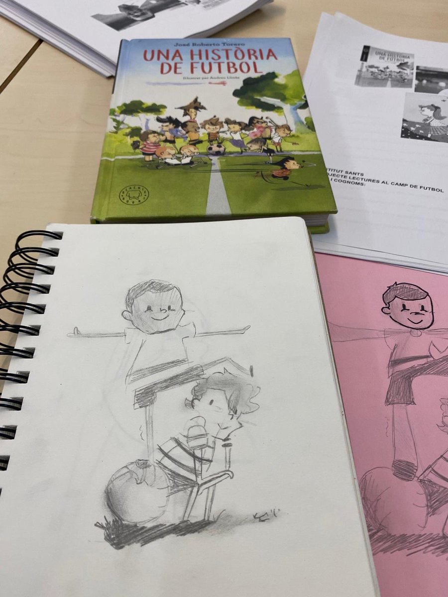 InstitutSants's tweet image. Els alumnes del projecte ‘Lectures al camp de futbol’ han treballat aspectes de la descripció dels personatges. Ens han sorpès amb els seus dibuixos. #projectes #lectura #bibliotecaescolar