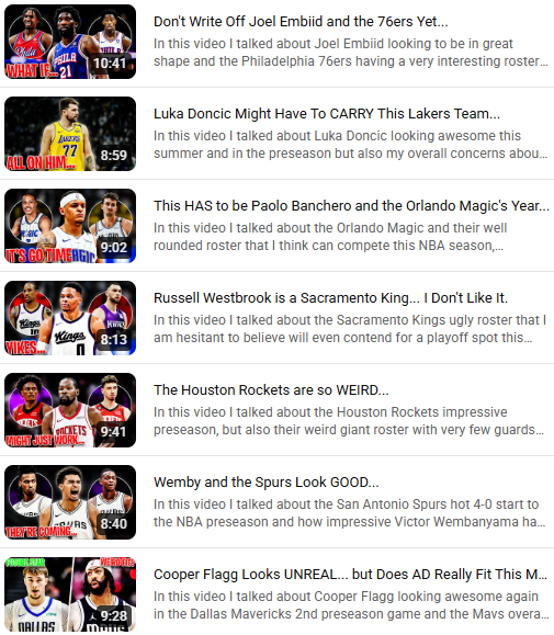 I've posted 7 days in a row on my NBA channel and am planning to daily upload throughout the entire NBA season! If you think you might be interested in this content, check it out! youtube.com/@jcbasketballyt