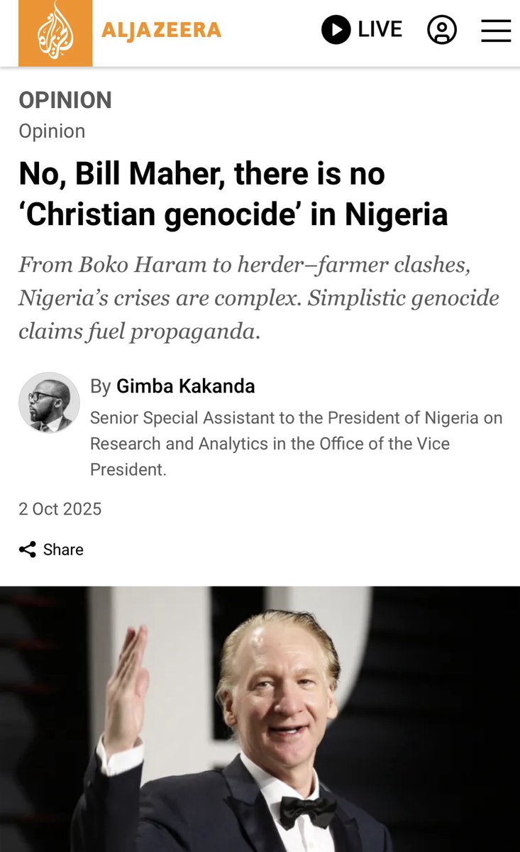 E’ diventato virale un video della trasmissione del conduttore americano Bill Maher, in cui si parla del genocidio dei cristiani in Nigeria, da parte degli estremisti islamici. Un po’ troppa attenzione per Al Jazeera, la tv del Qatar, impegnata a parlare solo di Palestina. Ed