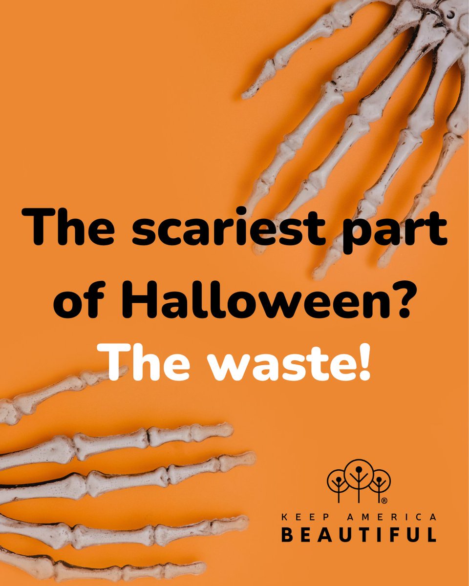 kabtweet's tweet photo. What’s the scariest thing about Halloween? The waste 😱
 
Make sure your holidays are clean, green, and BOOtiful - check out these spooktacular tips on how to have a sustainable Halloween! Learn more: https://t.co/Ohe21L86mN
 
#DoBOOtifulThings #KeepAmericaBeautiful #Halloween https://t.co/F0oeigd8jX