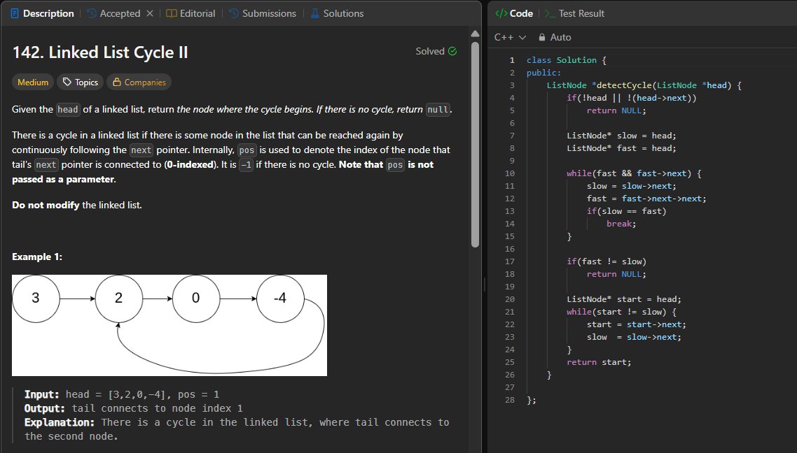 MartianDev01's tweet image. Day: 48/100
>linked list: Linked List Cycle II
#100DaysOfCode #DSA #CodingChallenge
#letsconnect #LearnInPublic #ProblemSolving #100daysofcoding #CodingJourney #LeetCode #CONNECT