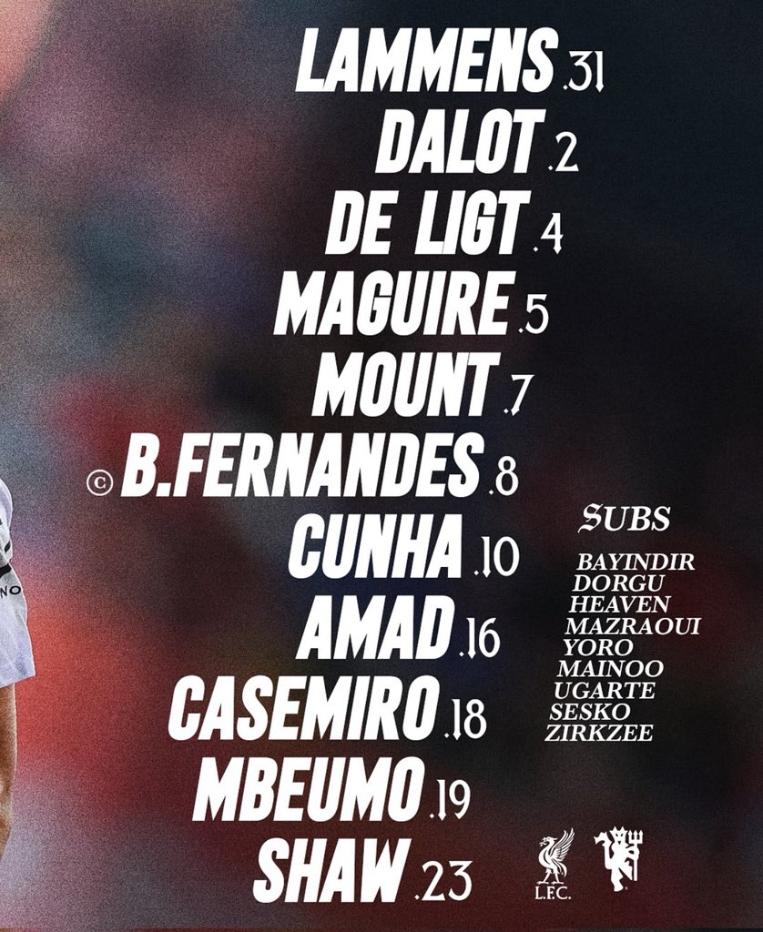 Footlatest442's tweet photo. Manchester United Lineup Vs Liverpool today, Thoughts?? https://t.co/Bg7h2j0C7W