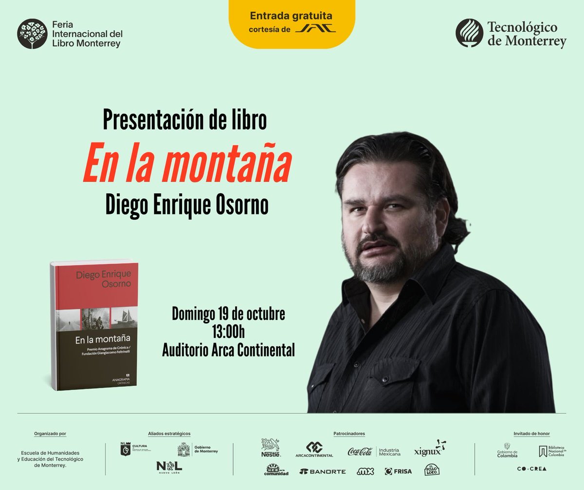HistoriasMex's tweet photo. ¡Ya casi se acaba!
Acompaña al escritor y periodista Diego Enrique Osorno en el último día de la #FILMTY para conocer su más reciente obra, En la montaña, una crónica sobre la lucha y evolución del zapatismo en el siglo XXI.
@FeriaLibroMty
👇🏼🧵 https://t.co/d0SJdCoA4m