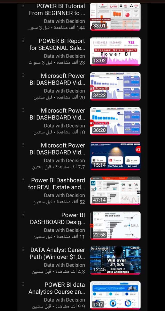jt_3s's tweet image. قناة Data with decision فيها محتوى قيّم يخص الـPower BI 

هنا اخترت لكم سلسلة حلوه فيها كل شيء تحتاج تعرفه عن عمل التقارير والداشبوردات التفاعلية

35 فيديو عبارة عن مشاريع وتقارير تصمم أمامك خطوه بخطوة : 
thetechfun.com/27932
.