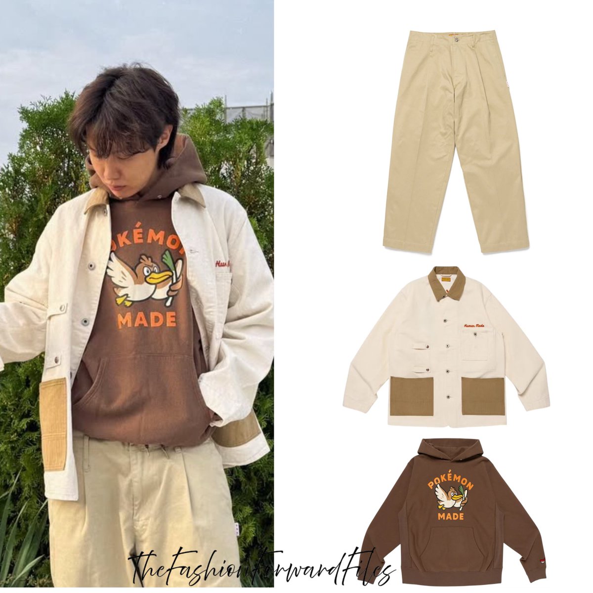 J Hope wears a Human Made x Pokemon coverall jacket,Human Made 