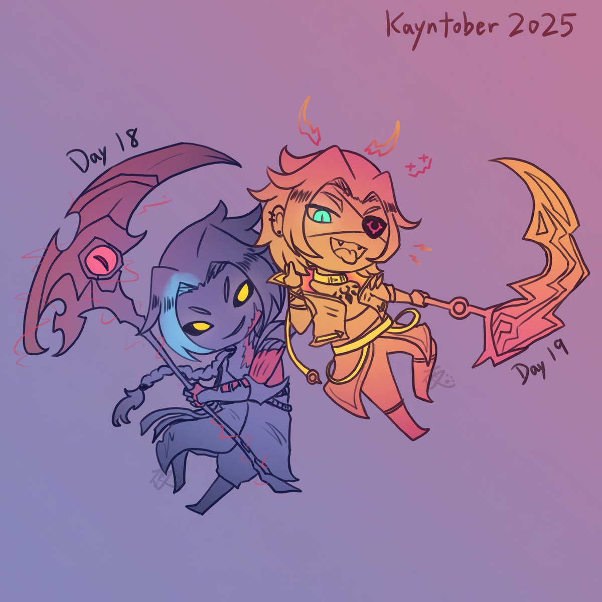 DkSaya0419's tweet image. #kayntober2025 Day 18+19 - LoR and HEARTSTEEL
Two days cuz I touched grass yesterday :3
#Kayn