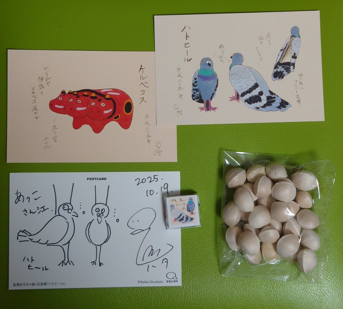 乙幡啓子さんに
ハトヒールを描いていただきました
サインも可愛い…！！
ブンブク土偶大切にします！

#はちみせ 
#大妄博物館