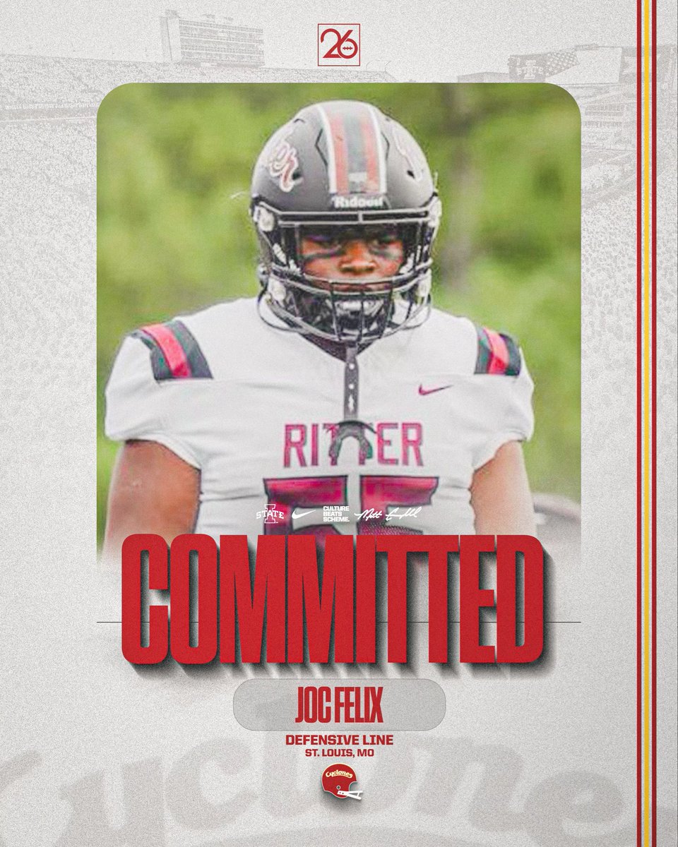 Jocques Felix (@jocques01) on Twitter photo I’m 100% COMMITTED to Iowa State University 🟡🔴!! <a href="/RitterPrep/">Cardinal Ritter College Prep Football</a> <a href="/BrennanSpain/">Coach Spain</a> <a href="/AllenTrieu/">Allen Trieu</a> <a href="/CycloneFB/">Iowa State Football</a> <a href="/CoachRasheed/">Eli Rasheed</a> <a href="/ISUMattCampbell/">Matt Campbell</a> <a href="/Coach_Broom/">Deon Broomfield</a> I’m 100% COMMITTED to Iowa State University 🟡🔴!! <a href="/RitterPrep/">Cardinal Ritter College Prep Football</a> <a href="/BrennanSpain/">Coach Spain</a> <a href="/AllenTrieu/">Allen Trieu</a> <a href="/CycloneFB/">Iowa State Football</a> <a href="/CoachRasheed/">Eli Rasheed</a> <a href="/ISUMattCampbell/">Matt Campbell</a> <a href="/Coach_Broom/">Deon Broomfield</a>
