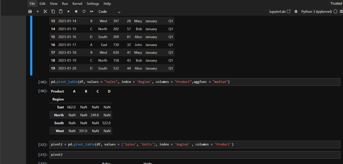 VishakhaKa58462's tweet image. Learning pandas this festive week ... nothing like adding some sparkle to data too! ✨
Created a dataset with Products, Regions, Sales, and added custom Month and Quarter columns using pandas and played a little just to stay consistent.
#Python #DataAnalytics #DiwaliLearning