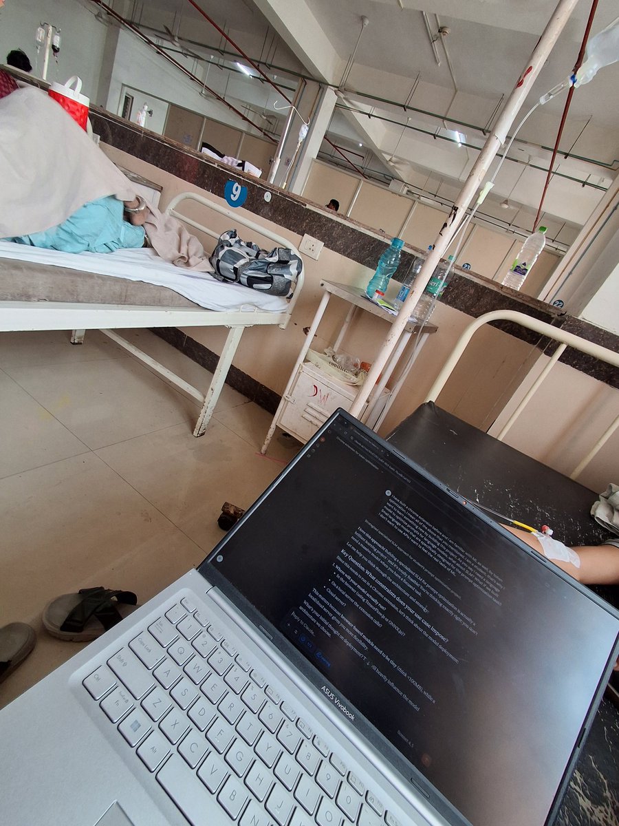 VinayakCho64390's tweet image. What's stopping you from coding like this 🚀
Not so general stuff in general ward☠️
#CodeinHospital #coderslife #coding #DevelopmentProjects