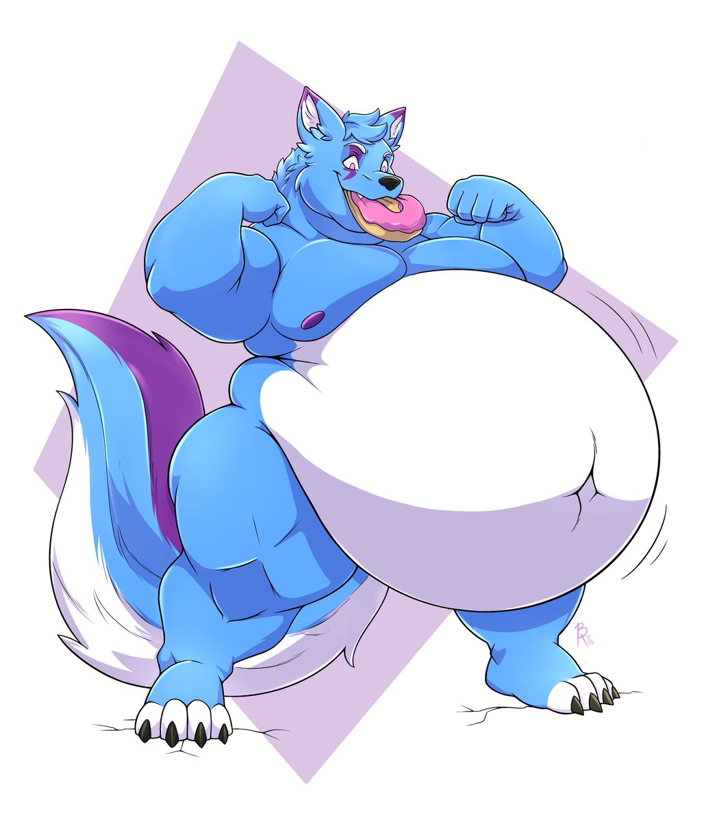 #YCH #Commission finished for <a href="/KingofPuppers/">KingPupper</a> 

Someone finished their supply of doughnuts. 
More of him to hug!