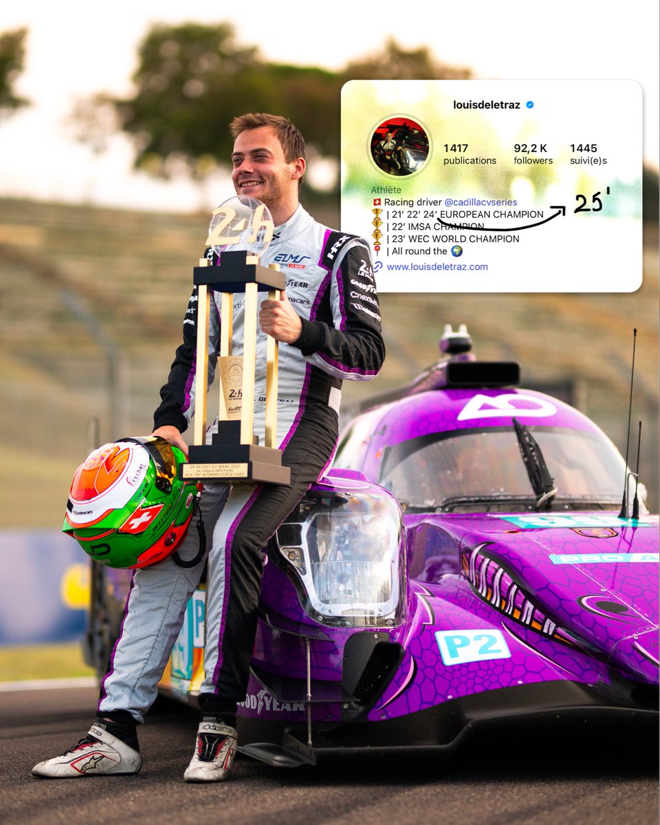 Bio pending update… four-time #ELMS champion <a href="/LouisDeletraz/">Louis Delétraz</a>. 🏆🏆🏆🏆

After clinching the LMP2 Pro/Am title yesterday with the No. 99 <a href="/AORacingUSA/">AO Racing 🦖</a> by <a href="/OfficialTFSport/">TF Sport</a>, <a href="/LouisDeletraz/">Louis Delétraz</a> is now a four-time champion! 👏

#ELMS #4HPortimao