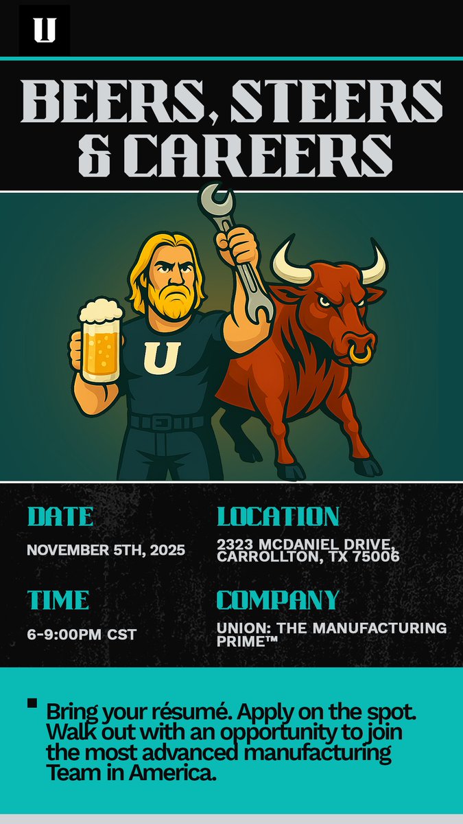 You can’t build a factory without great people.  
If you’re a maintenance engineering, QUALITY or process technician, you should come join us on the evening of November 5th. 
Link in replies.