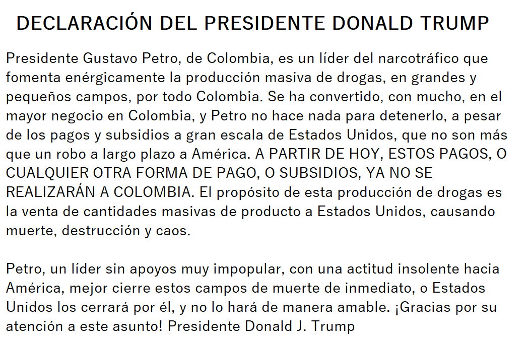 blogpaisbizarro's tweet photo. ¿Quién ayuda a divulgar lo que escribió el presidente Trump sobre Petro?

Debe quedarle claro al hampa que no van a salir triunfantes por mucho que alienten el odio de la chusma. ¡No más Petro! https://t.co/DYH3Bvm1Qe