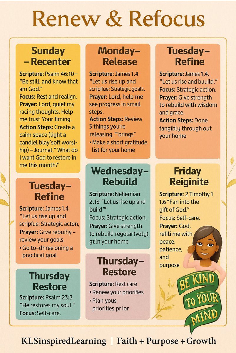 KLs_inspired's tweet image. 💫#KLSInspiredLearning
✨ A gentle reminder: you don’t have to rush your renewal. Every day is a chance to rebuild, restore, and refocus through grace.
📣Let’s rise up in wisdom, rest, and purpose this week. 🌺 🌿 Be still, and know that I am God #RenewAndRefocus #FaithJourney