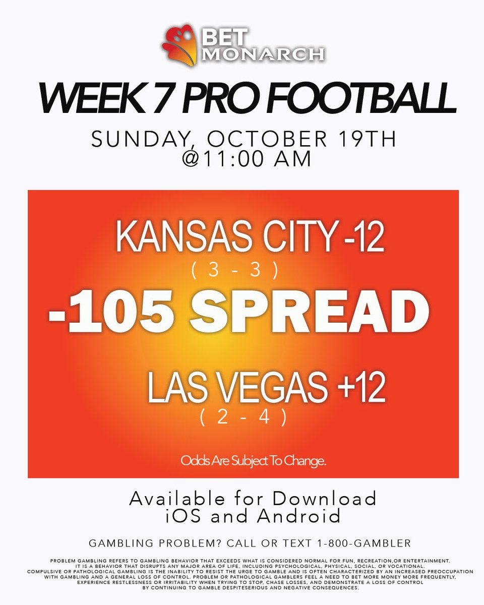 Download the Bet Monarch – Colorado App and take advantage of our NEW promo: -105 spreads on every NFL regular season game!

📲GAMBLING PROBLEM? CALL OR TEXT 1-800-GAMBLER