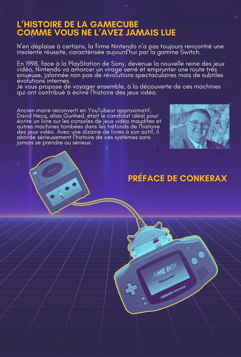 HecqDavid's tweet image. J'ai le plaisir de vous annoncer la sortie de mon nouveau livre consacré à la mythique GameCube.
Merci au sympathique @conkerax qui a bien voulu signer la préface et apporter son regard nostalgique sur cette console.
Le lien Amazon qui va bien : amzn.to/4hhblbb