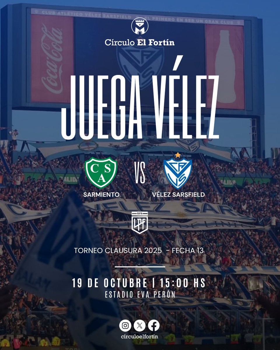 CirculoElFortin's tweet image. 𝑼𝒏 𝒂𝒎𝒐𝒓 𝒒𝒖𝒆 𝒏𝒐 𝒑𝒖𝒆𝒅𝒐 𝒆𝒙𝒑𝒍𝒊𝒄𝒂𝒓𝒍𝒐…🎶

➡️ Hoy, desde las 15:00, #Vélez visita a Sarmiento en el Estadio Eva Perón, por la decimotercera fecha del Torneo Clausura.

¡VAMOS NOSOTROS! 💙