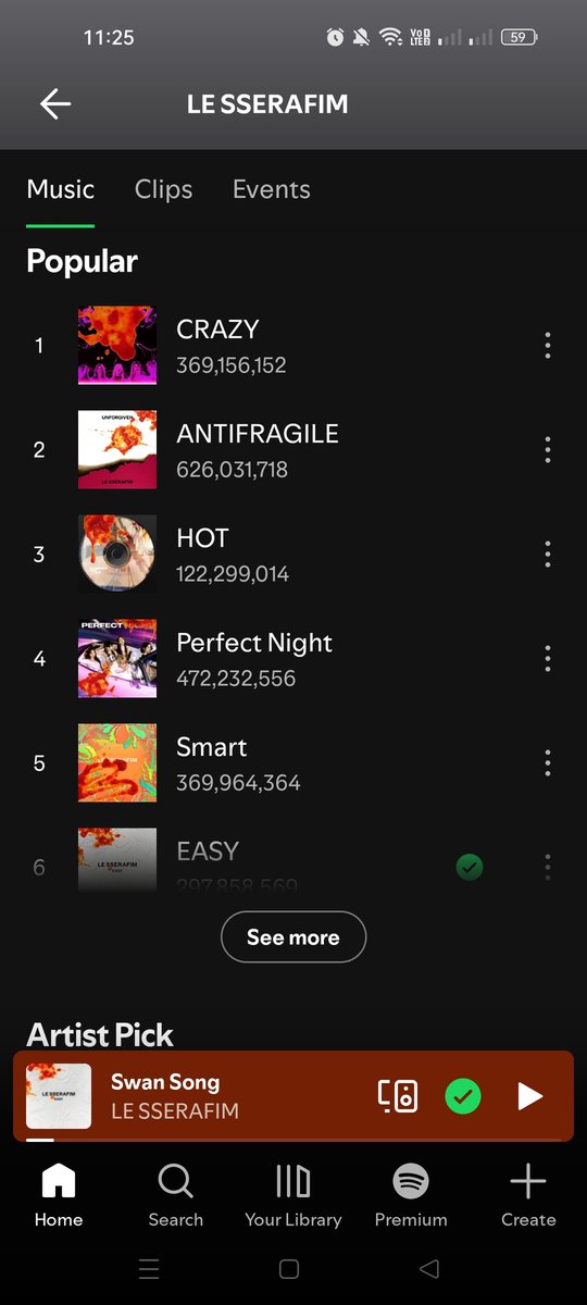 yf13bts's tweet image. so that's why le sserafim's album/song covers are covered with spaghetti sauce on Spotify?!?!?