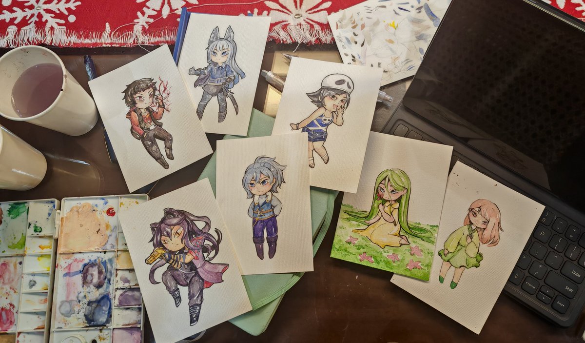 Pay my gf to draw your OCs in a cute chibi watercolor style!!!