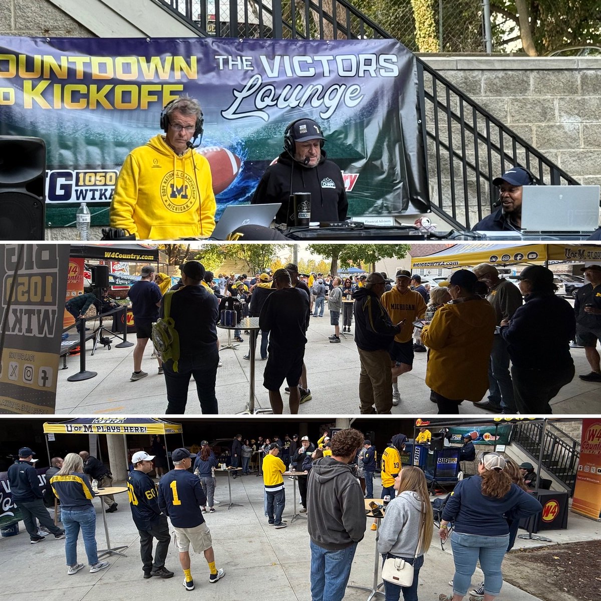 A cool maize(sunny) &amp; blue mid-October morning in Joe’s Garage (<a href="/joesimonlaw/">Joe Simon</a>) for The Big 1050 WTKA <a href="/budlight/">Bud Light</a> Victors Lounge before a bounce back win by <a href="/UMichFootball/">Michigan Football</a> in the Big House. There was a sausage party with all the fixings and great drinks thanks to <a href="/SidecarMi/">Sidecar Slider Bar</a>! #GoBlue