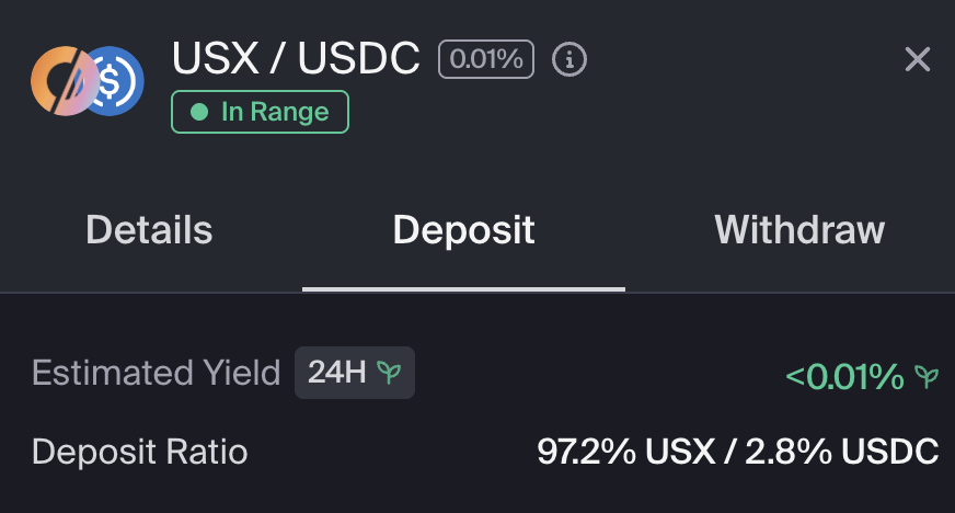 📌 ไปเจอวิธี Maximize แต้ม Flares จากการฝาก USX/USDC ของ <a href="/solsticefi/">Solstice</a> มาครับ (credit from <a href="/austiinxbt/">awestin.eth</a>)

ปกติเวลาฝาก Stablecoin LP CLMM เราจะเฉลี่ยราคา Range อยู่ที่ $0.99 - $1.01 (เกือบๆ 50/50) แต่สำหรับการฝาก USX/USDC มันจะนับตามมูลค่า USX และ USDC ที่เราฝากไป 

โดย USX จะให้แต้ม