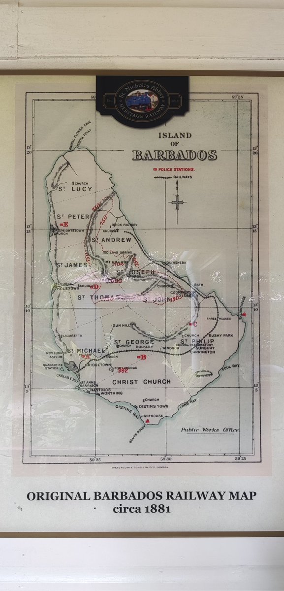mapoteca_mx's tweet image. Para los amantes de los trenes, es el #mapa ferroviario de Barbados 🇧🇧en 1881 aprox.
