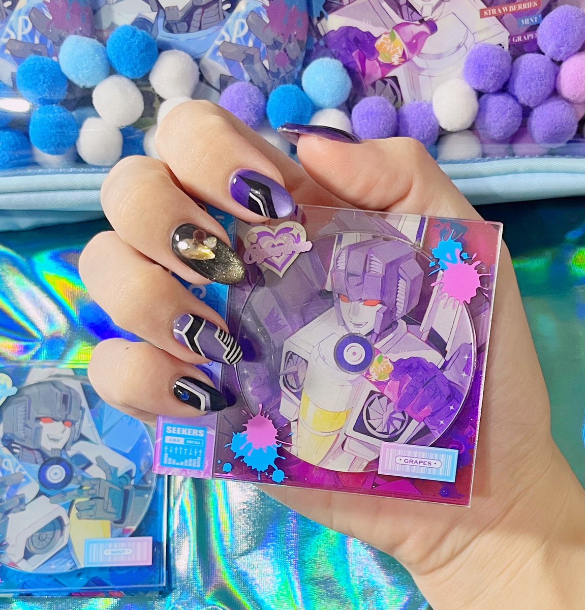 TCSKWP_'s tweet image. 👜💙💜🎀✨✨✨✨✨
#Itabag  #Thundercracker #Skywarp
#Transformers #nailart