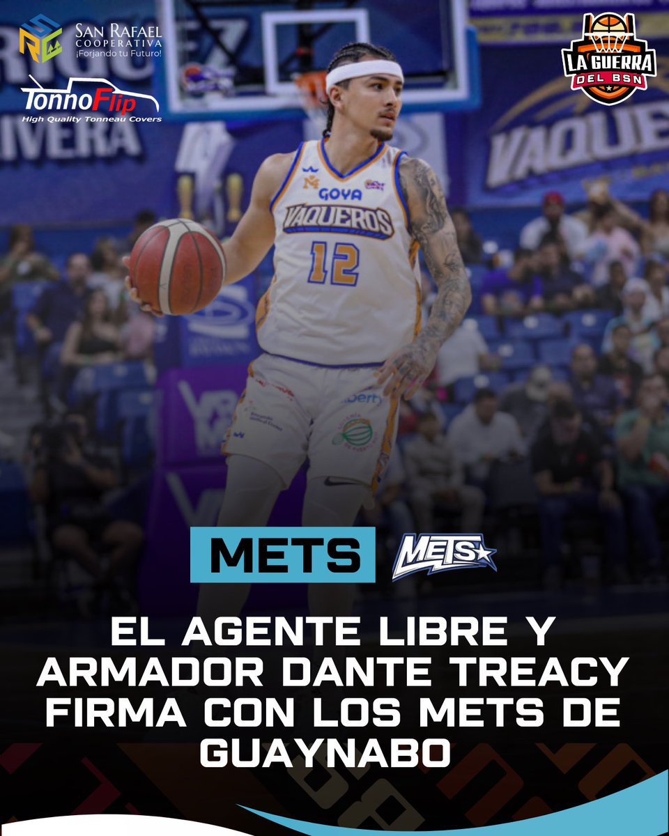#BSNPR | OFICIAL: El agente libre y ex-Vaquero Dante Treacy firma con los Mets de Guaynabo de cara a la próxima temporada 2026 del BSN.