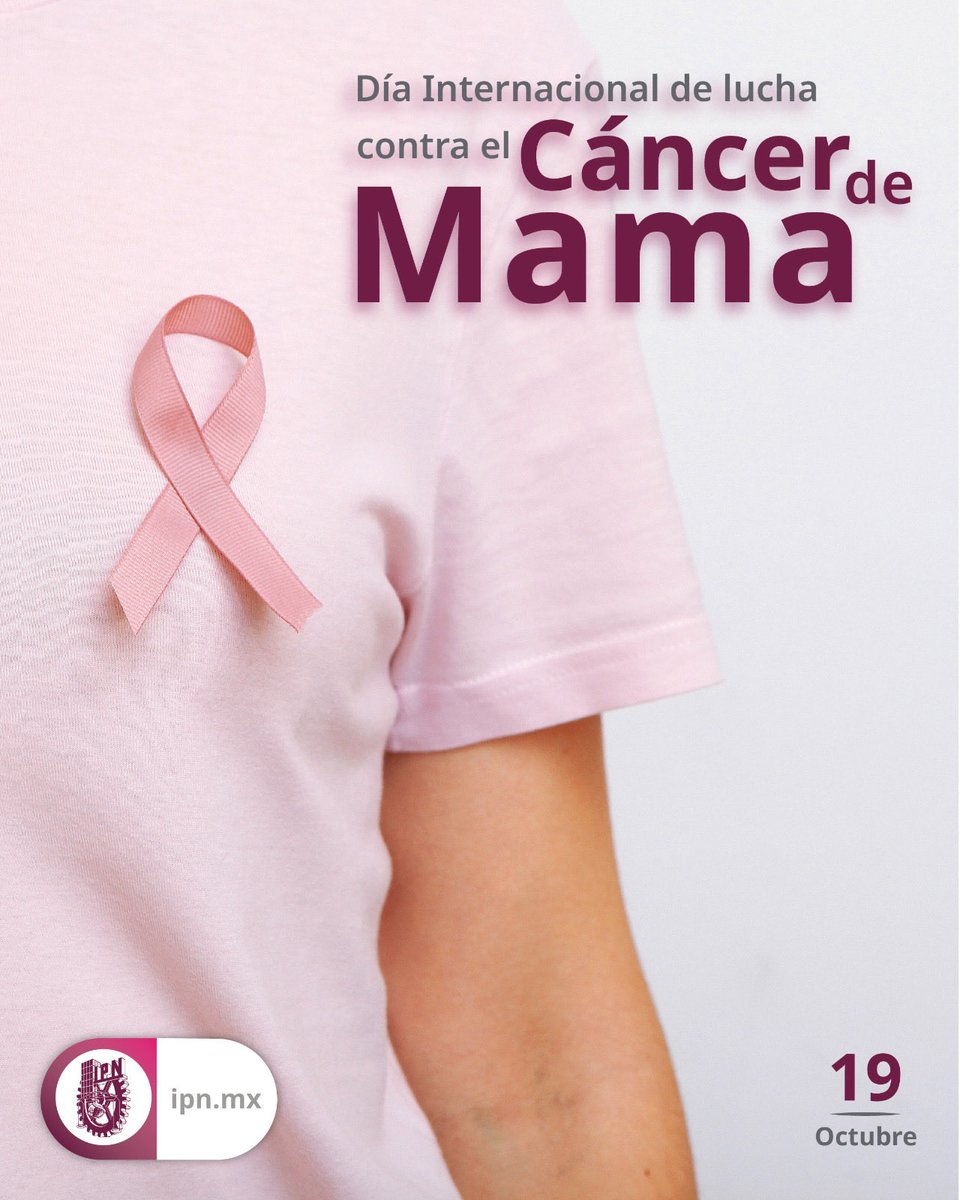 🎗 Día Internacional de lucha contra el Cáncer de Mama. En el IPN unimos nuestras voces para recordar la importancia de la detección temprana, la prevención y el acompañamiento solidario. 💗 Porque la ciencia, la empatía y la educación también salvan vidas.