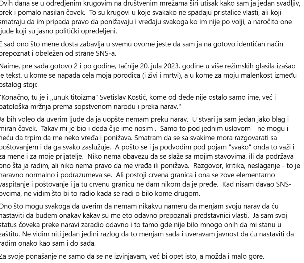 Urbi et orbi, što bi rekli naši stari.  <a href="/chambersofsylvi/">Žaki</a> poseban pozdrav od "privilegovanog samoživog govnara"