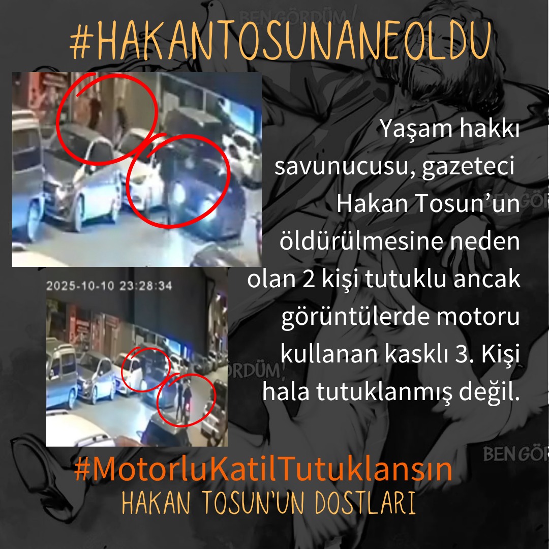 Gazeteci belgeselci yaşam savunucusu <a href="/HakanTosunn/">Hakan Tosun</a>'u  katledenler kim? Motorlu kişi neden tutuklanmadı? #HakanTosunaNeOldu  
#MotorluKatilTutuklansın