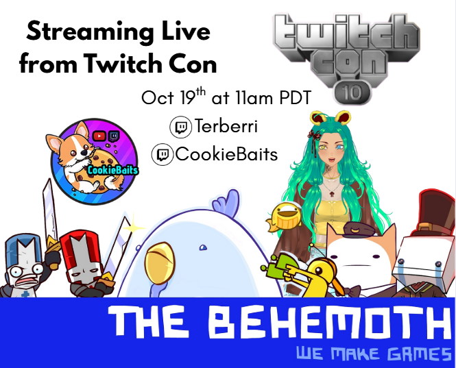 Terberri's tweet photo. Excited to be streaming at Twitchcon!!! IRL gaming along side @cookie_baits and showing him a classic. Thank you @thebehemoth for this opportunity! 

PS I will be in a butler outfit because y'all met the goal for #hallowstreams!

🗓️ - Oct 19th at 11am PDT

🔗⤵️ https://t.co/qBbBYpX3EN