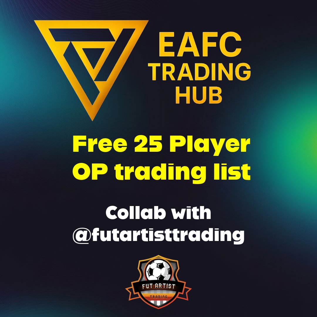 EAFCTradingHub's tweet image. 🚨 𝙁𝙧𝙚𝙚 𝙂𝙞𝙫𝙚𝙖𝙬𝙖𝙮 🚨

🏆Giving away a HUGE 25 player 
OP Trading List 

➡️ Features Players to buy + sell prices 

⬇️ Follow steps

❤️ like
🛎 Follow @FutArtist 
🔁 Repost

💌 Must be following so we can post the list to you 

🔁 Will post to everyone who interacts.