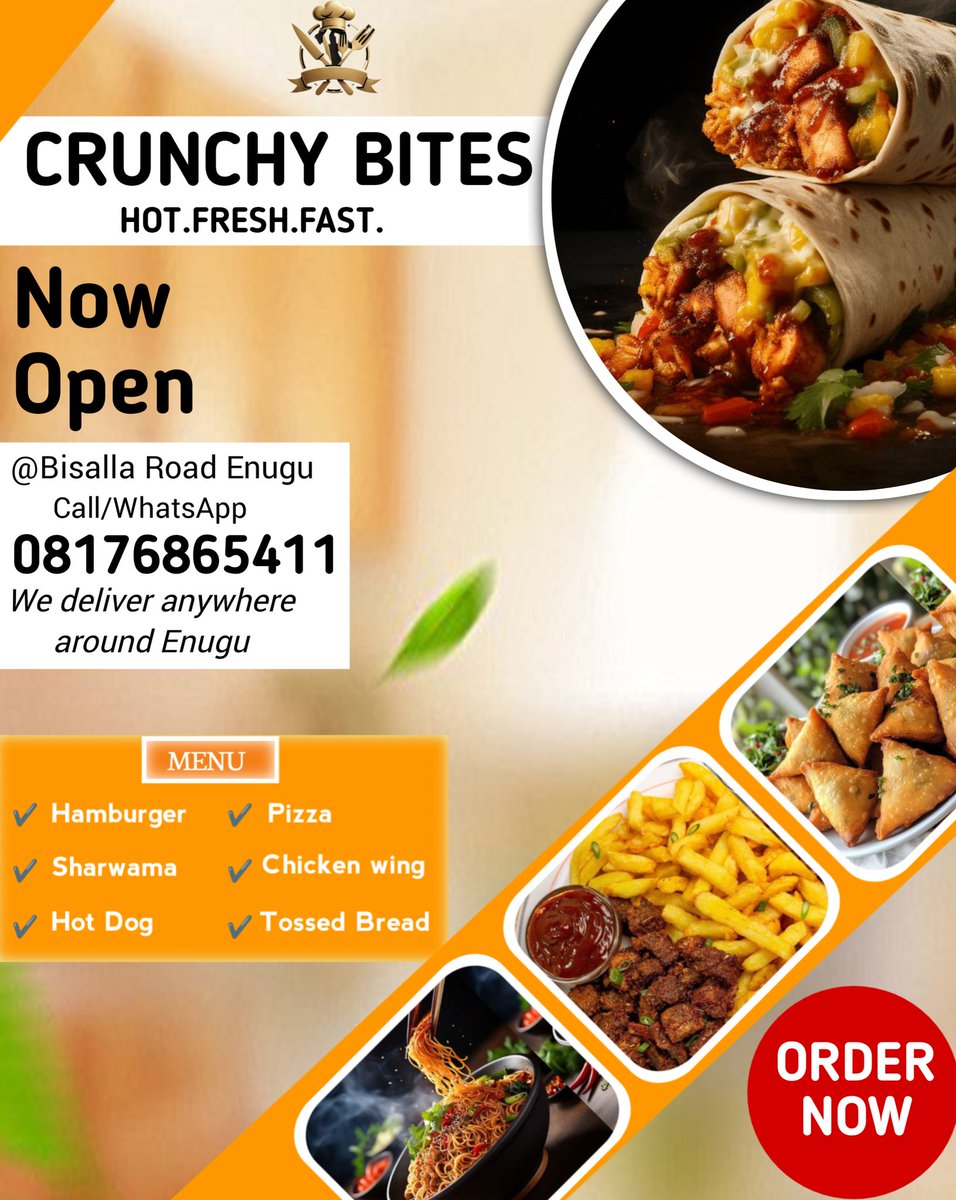 by_CynthiaT's tweet image. Day 2 of my 30-Day Design Promotion Challenge 🎨
Today’s task was to create a restaurant flyer concept, so I designed one for a fictional brand — Crunchy Bites.
The goal: make it look hot, fresh, and fast 🔥🍔🌯
What do you think about the layout and color combo?
#Designtutorial