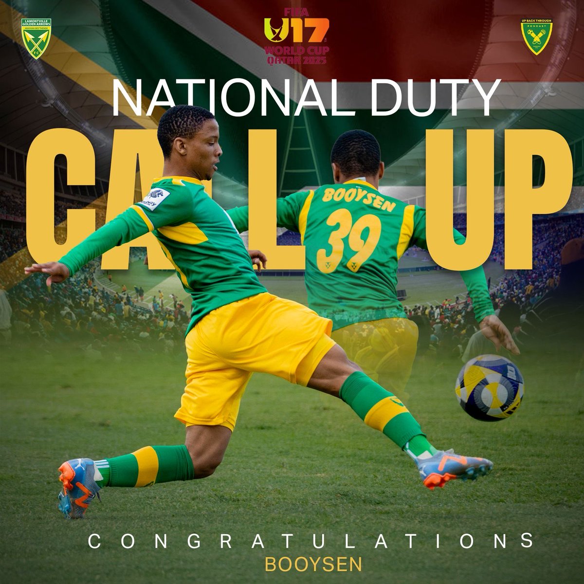 UpBackThrough_P's tweet image. Bhubesi 🔥💚💛 U17 🇿🇦 @goldenarrowsfc1 @Soccer_Laduma