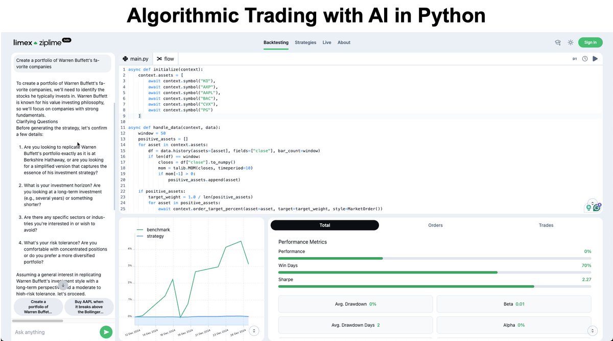 quantscience_'s tweet image. ๐จBREAKING: New Python Library for Algorithmic Trading with AI
It's called limex ziplime.
This is what you need to know: