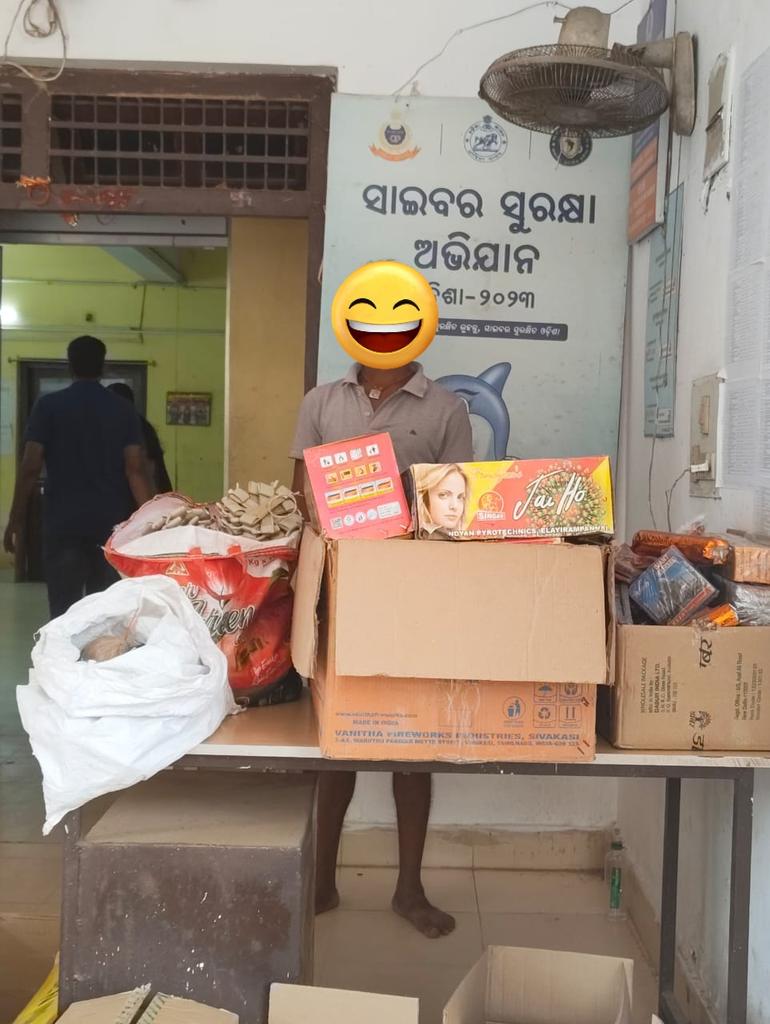 Under the special drive against Illegal FireCracker #OperationAgni Jajpur Sadar PS has conducted a raid at baruhan chhak and seized different kinds of sparkling crackers. PS Case No. 340/25 has been registered &amp; notice has been served to the accused person.