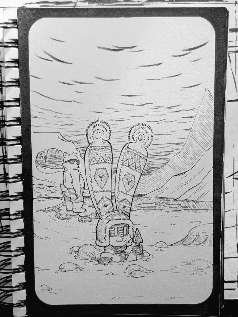 LogicalCogs's tweet image. Inktober day 19: arctic 
Fitting that the first freeze of the season is on this day. 
#Inktober #Inktober2025