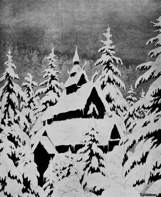 Stave Church in Snow.
Theodor Kittelsen, 1907