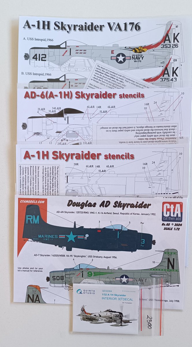 AlexAftermarket's tweet image. alexaftermarket.com Panavia Tornado and Douglas Skyraider decals and 3D Quinta interiors for Sale. All Scales !!!
Flat shipping 8,95 Euro ( 1 pcs. or 100 - the same shipping).