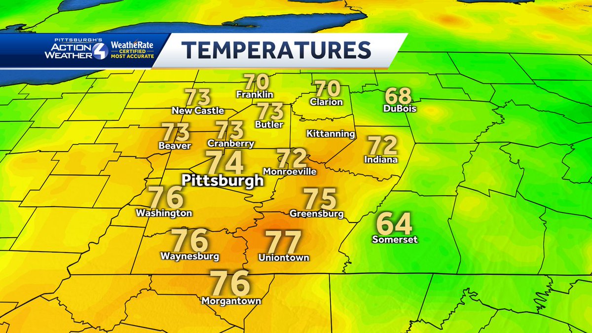 It's lunch time around Western PA! Here's a look at current temperatures! #pawx