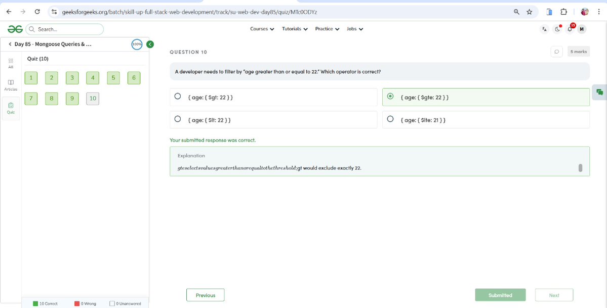 MdShahdab8's tweet image. ✅ Day - 85
📷Mongoose Queries
85/100 days Web development course Nation Skill Up with
@geeksforgeeks
to skill up our development Course Link : geeksforgeeks.org/batch/skill-up…… #skillupwithgfg #nationskillup #CodingChallenge #geeksforgeeks #100DaysOfCode
