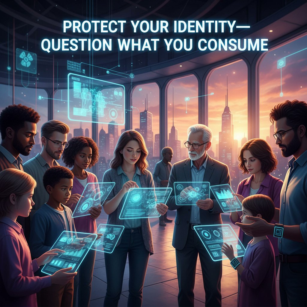 theminorityeye's tweet image. We often defend ideas that were never truly ours: just echoes from someone else's narrative. It’s time to protect your identity and question everything you consume! 🛡️✊🏾 #INFOIdentity #INFOConsumption #QuestionMore