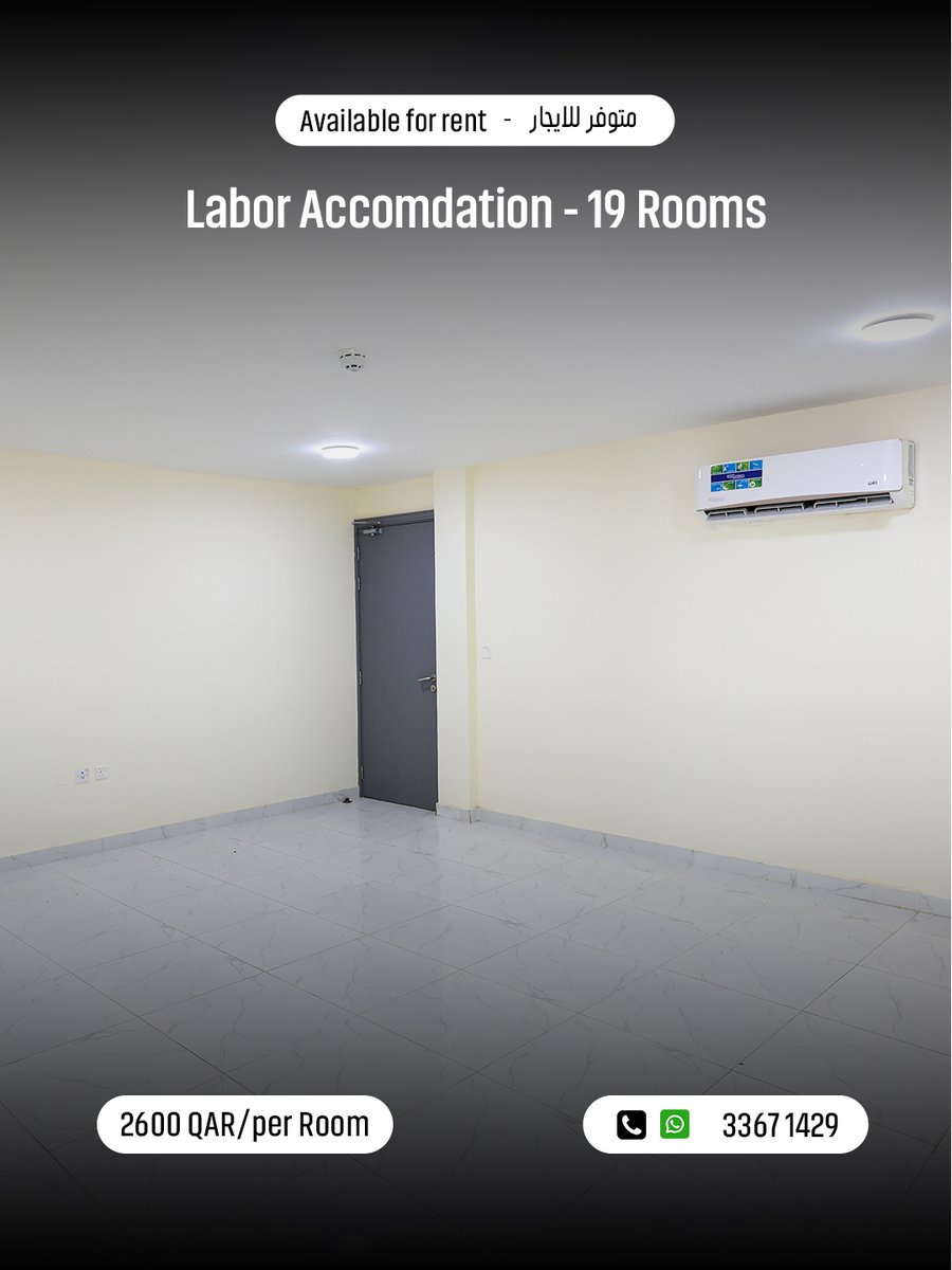 binarbaidre's tweet photo. Premium labor accommodation is now available for rent in Al Khor Industrial Area.
We offer 19 spacious, fully equipped labor rooms at just QAR 2600 per room, inclusive of electricity and water.

Contact our team today to reserve your room or schedule a site visit
📞 +974 33671429 https://t.co/mnFqlwxmDg