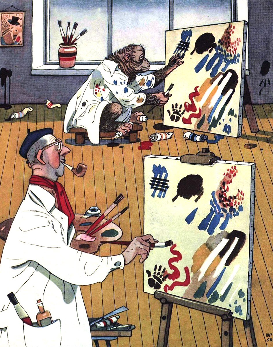 'Aping' — Soviet cartoon (1958) ridiculing modern Western art.