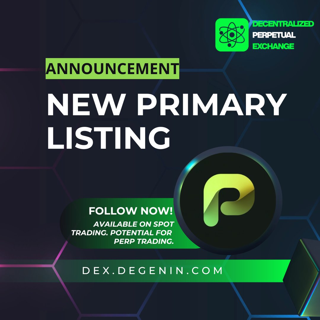 ⭐️Decentralized Perpetual Exchange is announcing exclusive primary listing for <a href="/PredifyApp/">Predify</a> $Predify

✅Currently available on spot trading, with the potential to be listed on perpetual trading.

🔗Trade now: dex.degenin.com/spot/bsc/PREDI…
 $ETH $pDGN