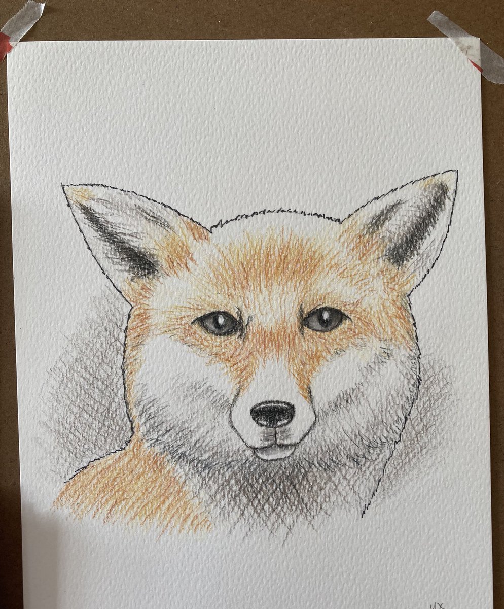 AmyX231's tweet photo. Did another @PrismacolorUS Technique class! 1.5 hours, 11 colored pencils (10+white) plus a graphite pencil. Followed tutorial, except for adding white pencil https://t.co/2cednwNgcU